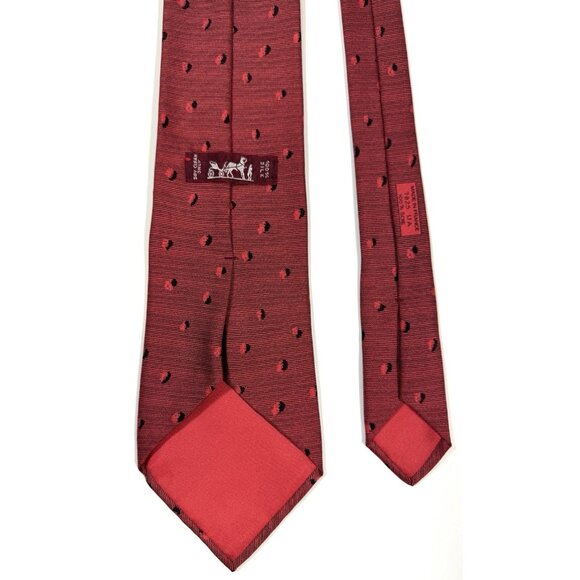 Hermes Mens Necktie 100% Silk Red Abstract Geometric Designer Tie Made In France - Picture 5 of 9